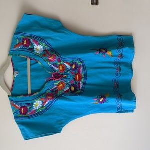 Colorful embroidered Mexican blouse Size Small